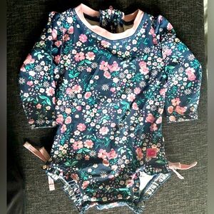 Ruffle Butts Long Sleeve Swim Suit - Size 6-12 months
